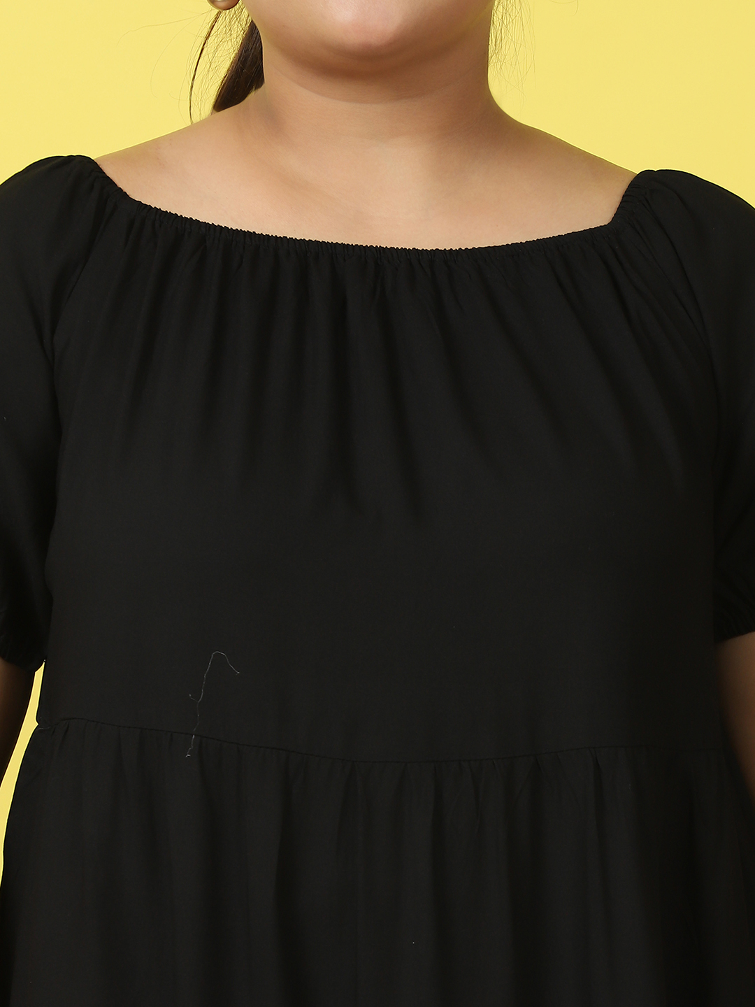 Women's Plus Size Black solid color A-Line Maxi dress