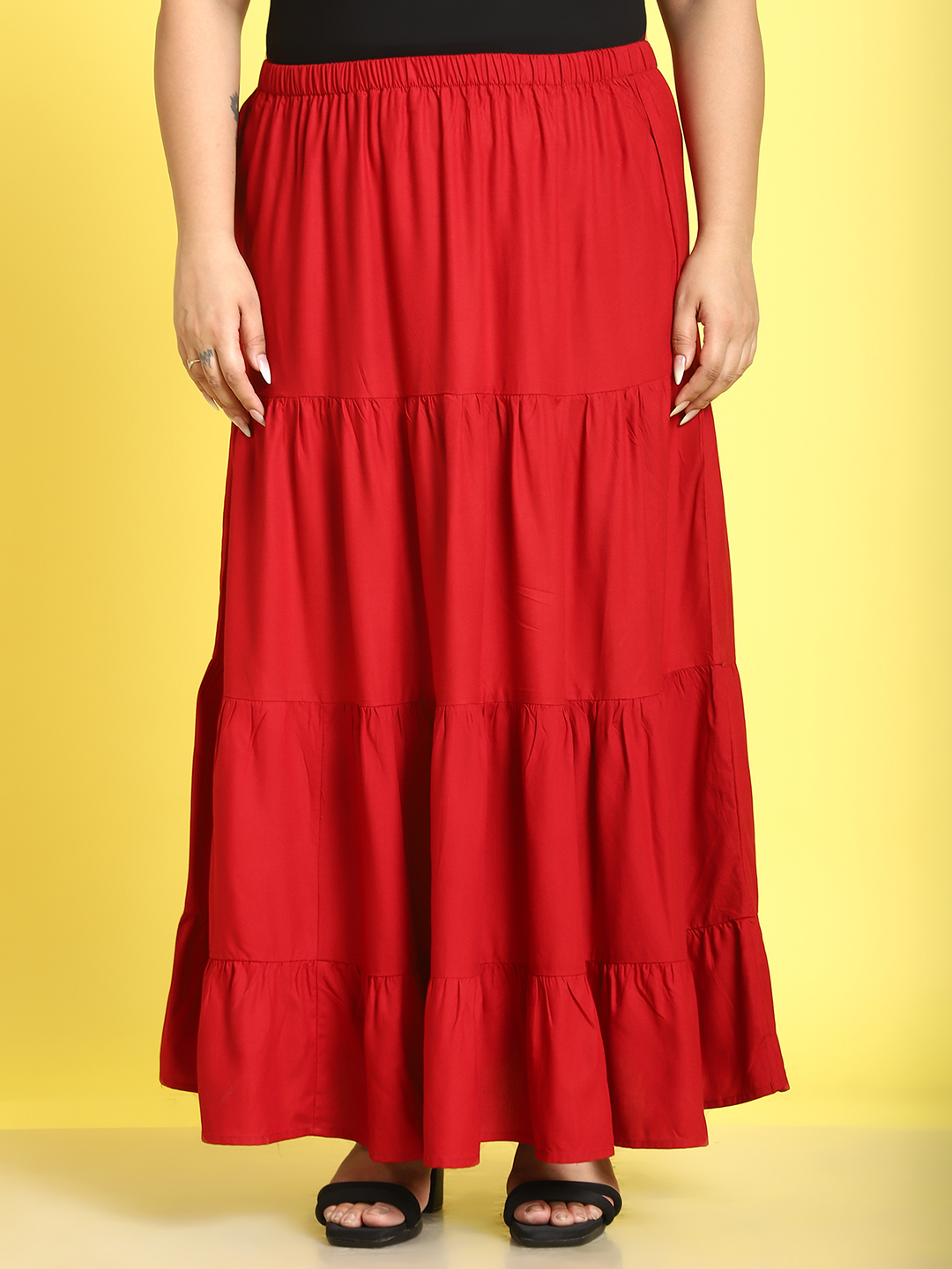 Maroon flowy maxi skirt best sale