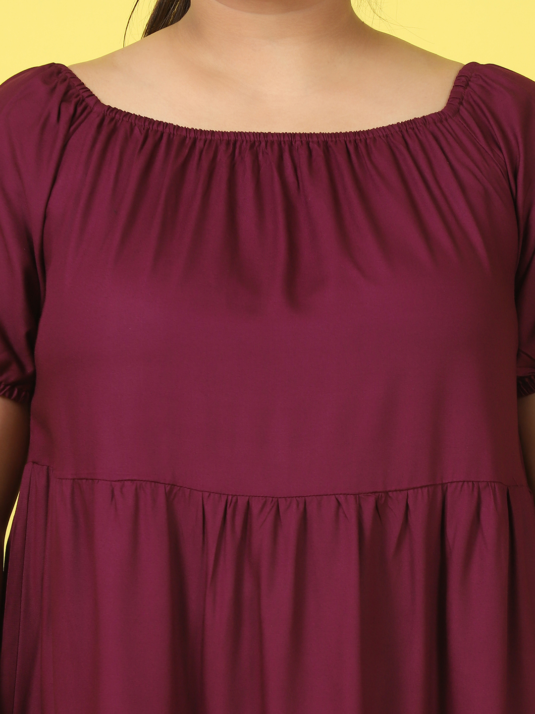 Women's Plus Size Plum solid color A-Line Maxi dress