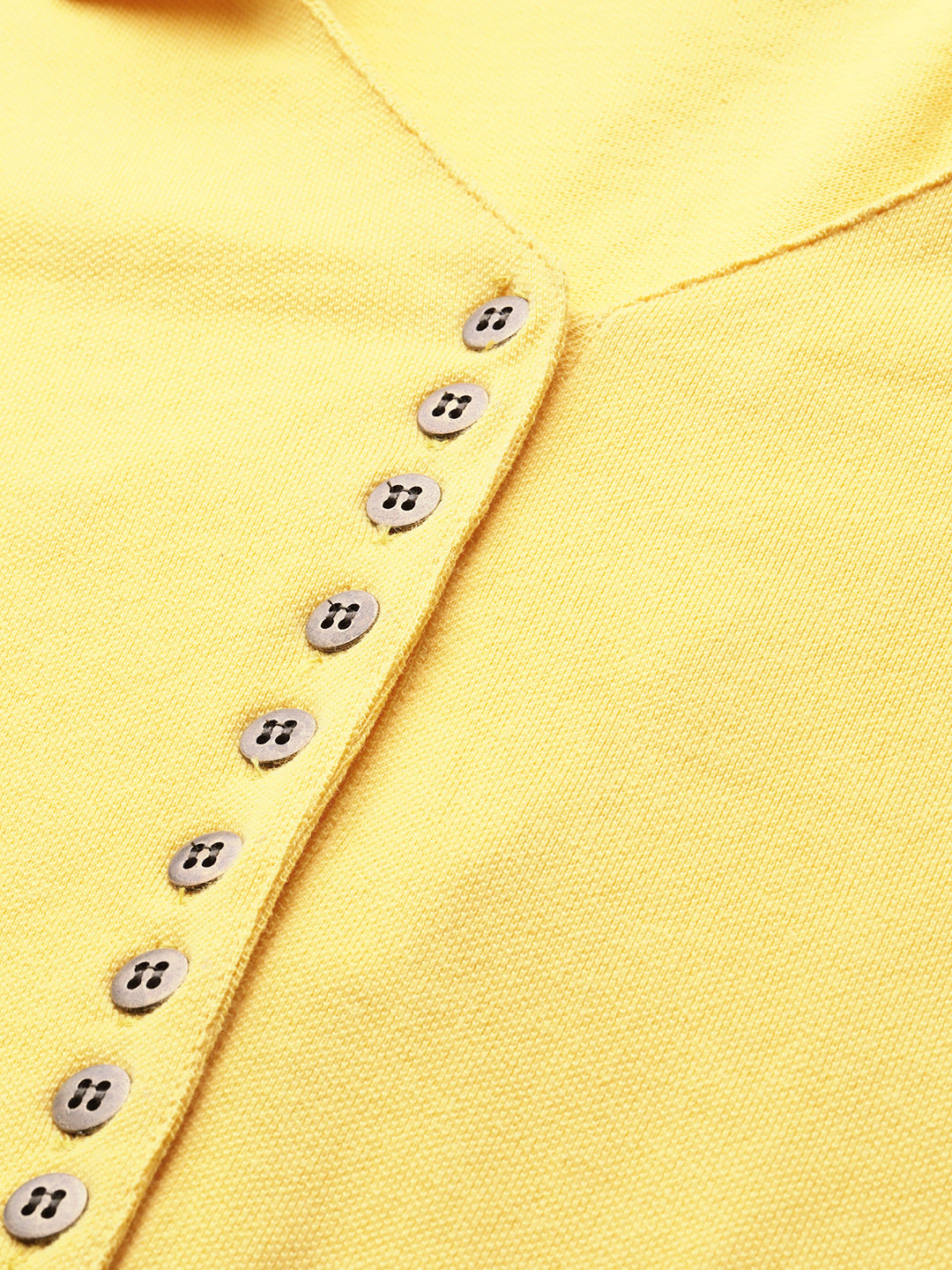 Women's Plus Size Yellow Solid Color Polo Collar Cotton T-shirt