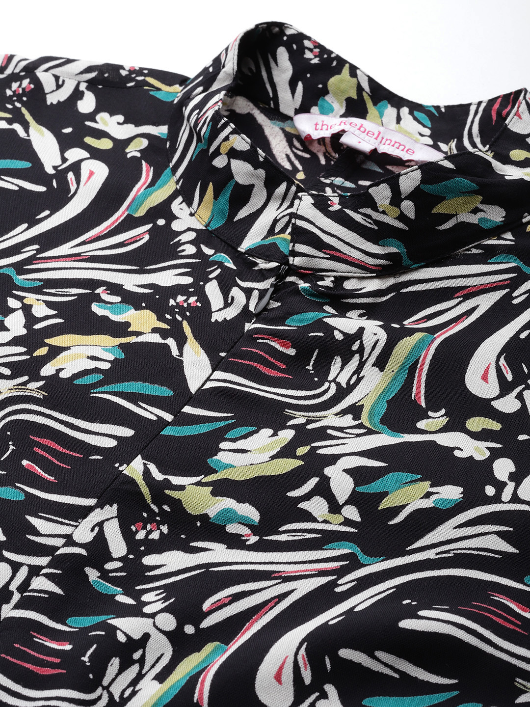 Women's Plus Size Black Abstract Printed Basic Jumpsuit