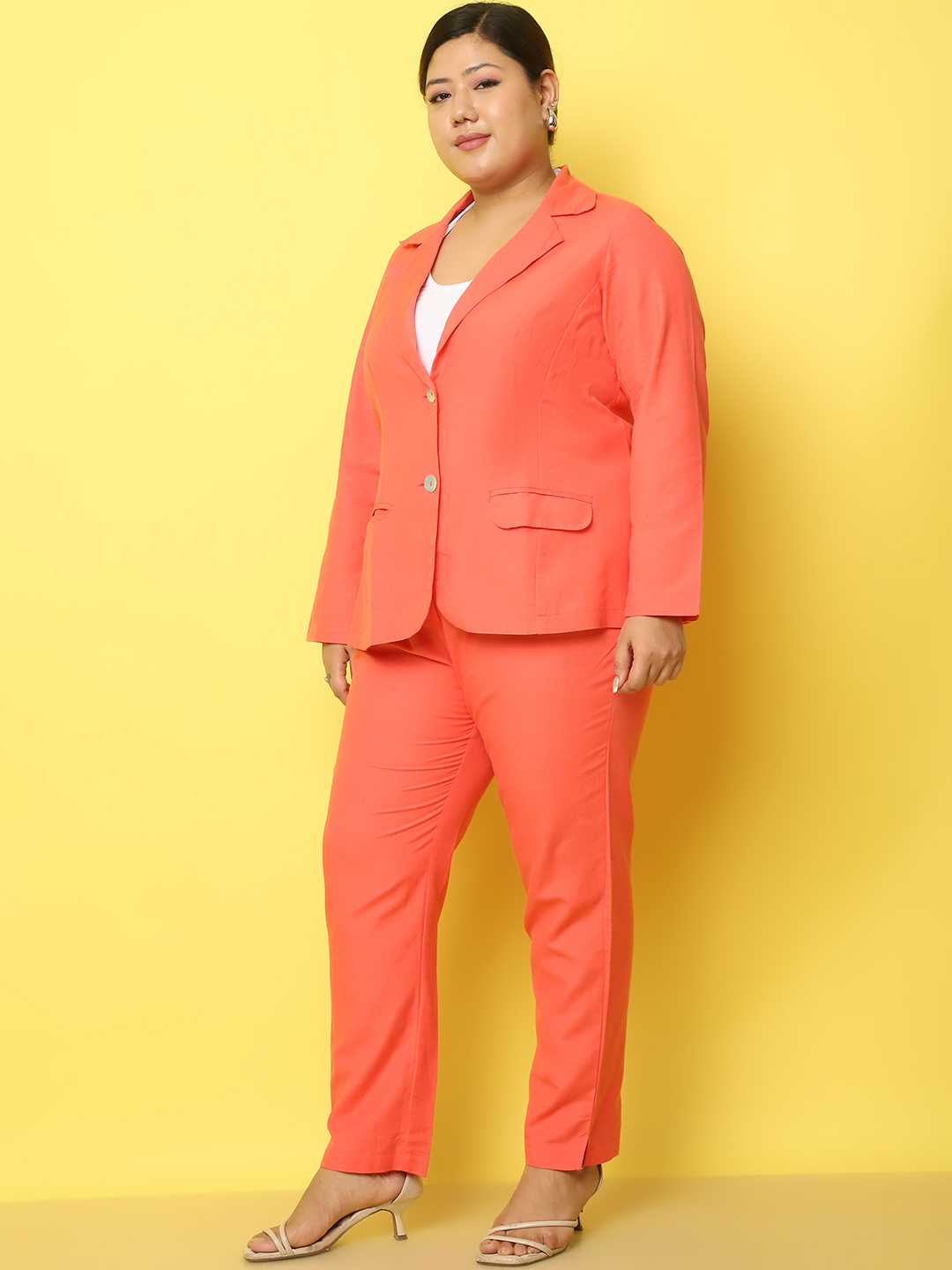 Women's Plus Size Clothing Set Coat with the Trouser