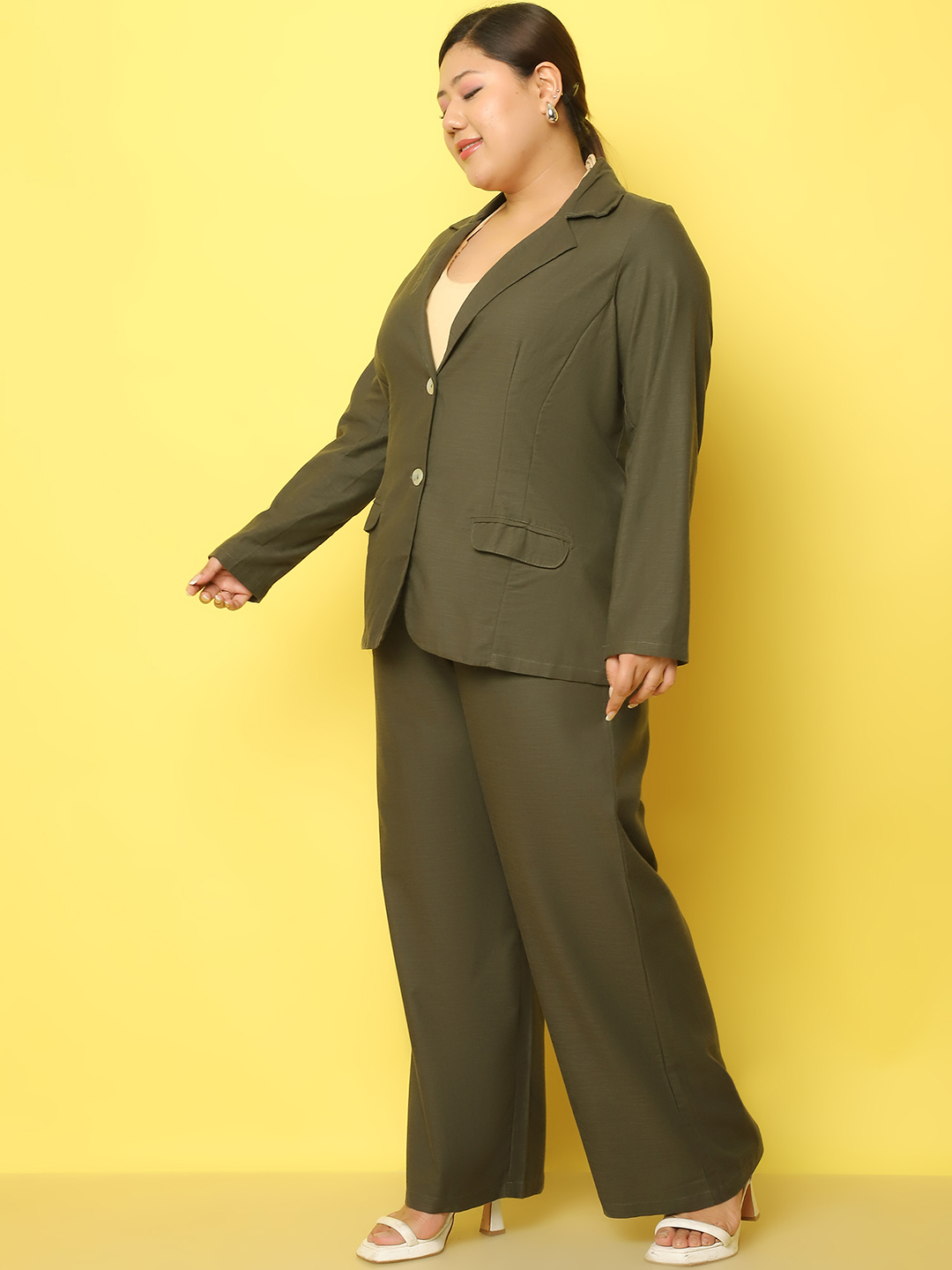 Women's Plus Size Clothing Set Coat with the Trouser