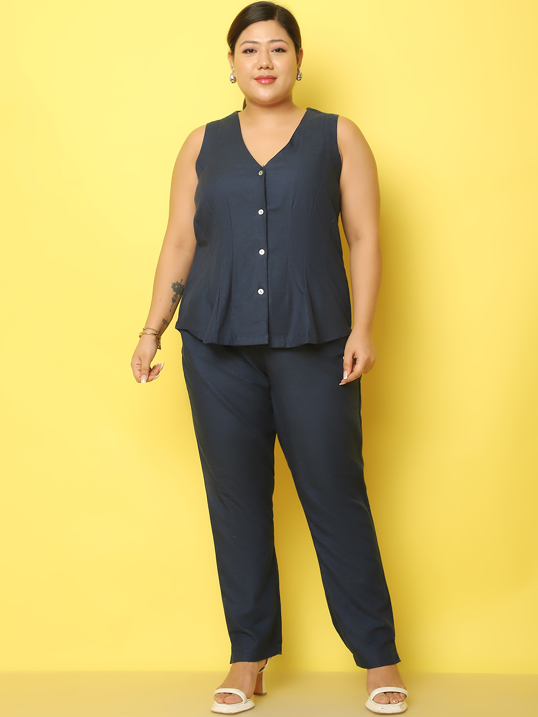 Women's Plus Size Clothing Set WaistCoat with the Trouser
