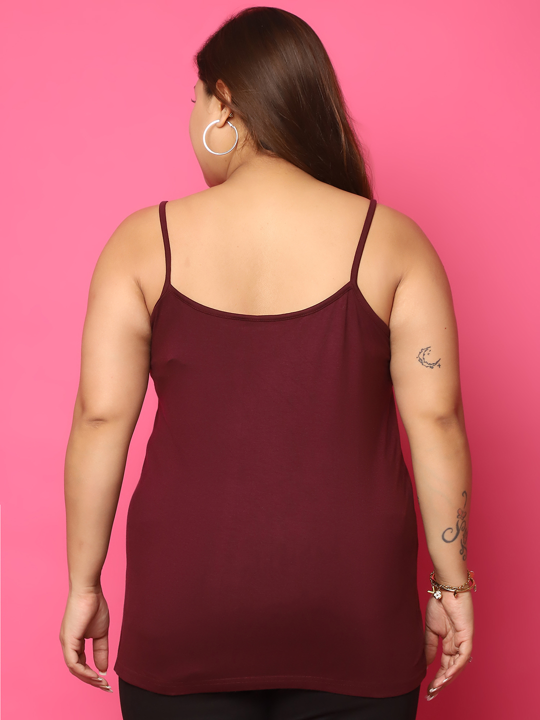 Women's Plus Size Wine solid color viscose knitted camisole