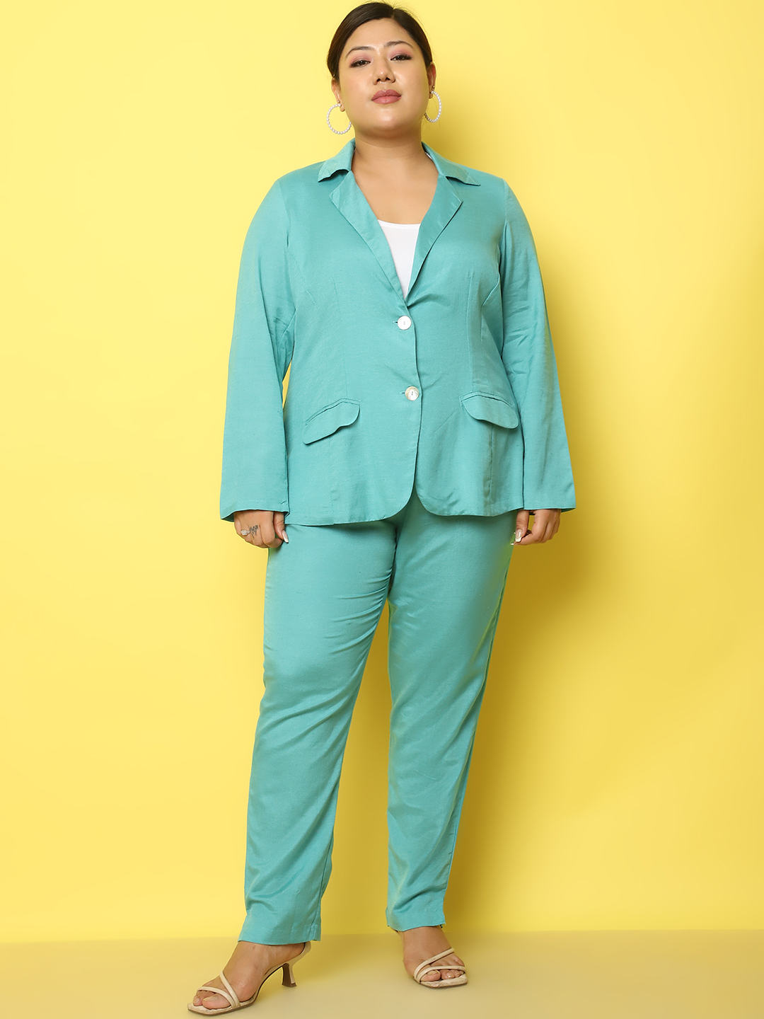 Women's Plus Size Clothing Set Coat with the Trouser