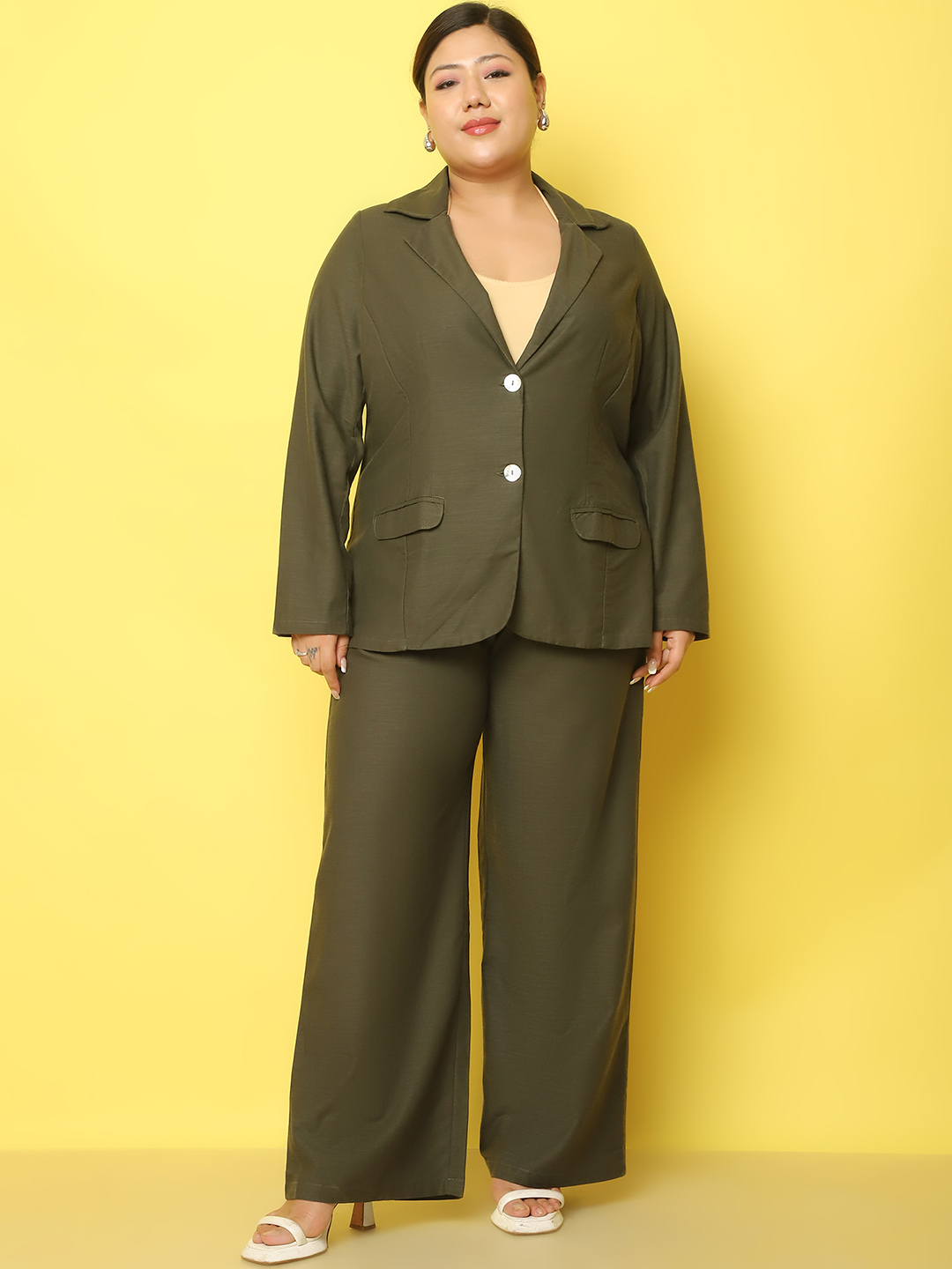 Women's Plus Size Clothing Set Coat with the Trouser