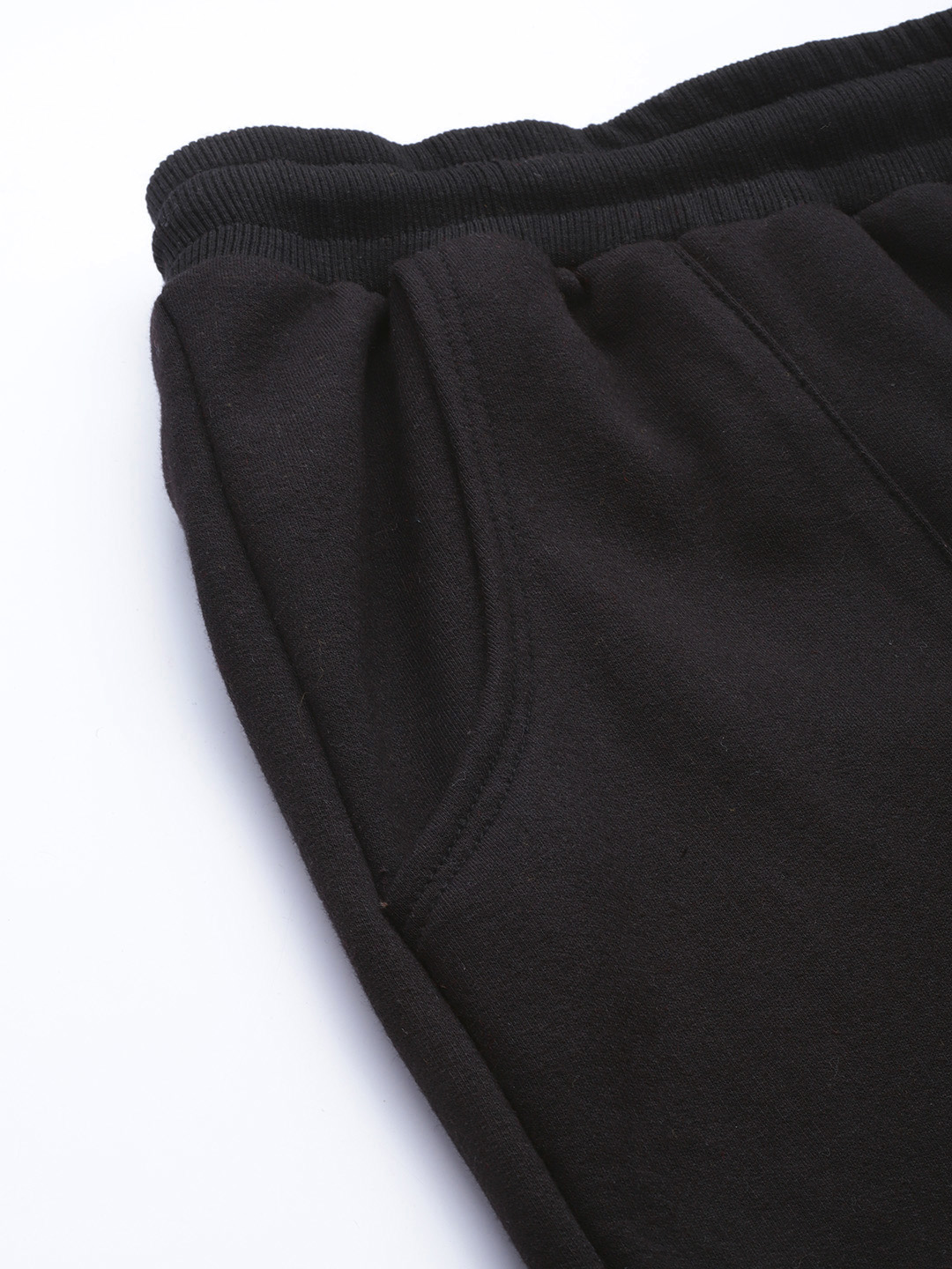 Women's Plus Size Black Solid Color Fleece Winter Tapered Trouser