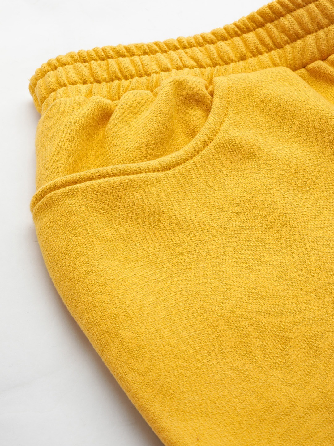 Women's Plus Size Mustard solid color knitted fleece trousers