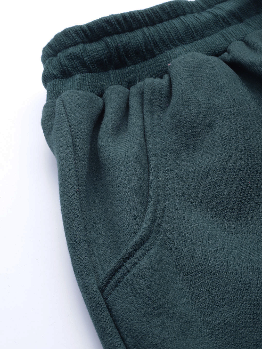 Women's Plus Size Teal Solid Color Fleece Winter Tapered Trouser