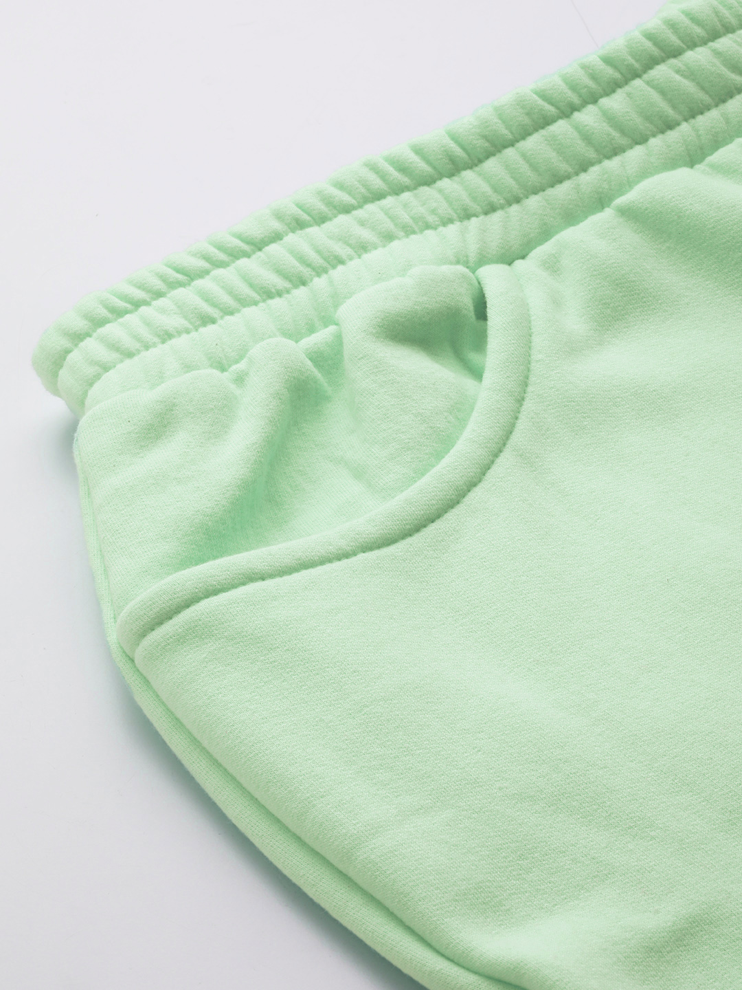 Women's Plus Size Sea Green solid color knitted fleece trousers