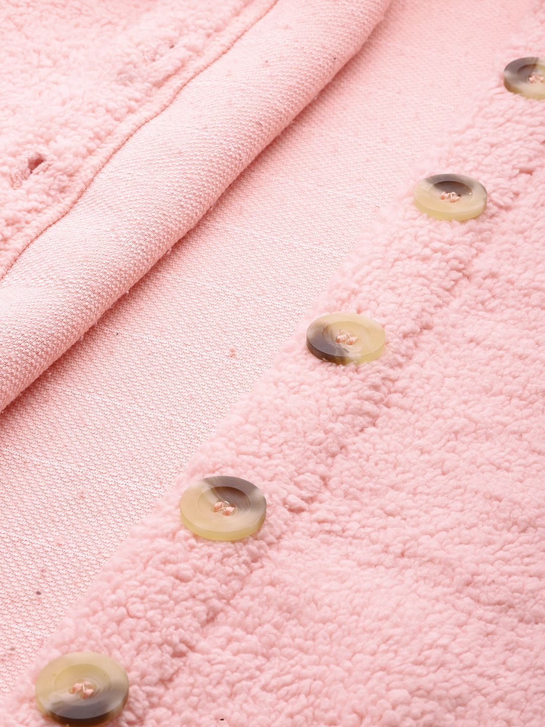 Women's Plus Size Pink Color Teddy Winter Jacket