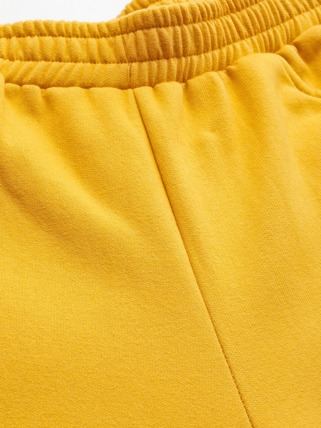 Women's Plus Size Mustard solid color knitted fleece trousers