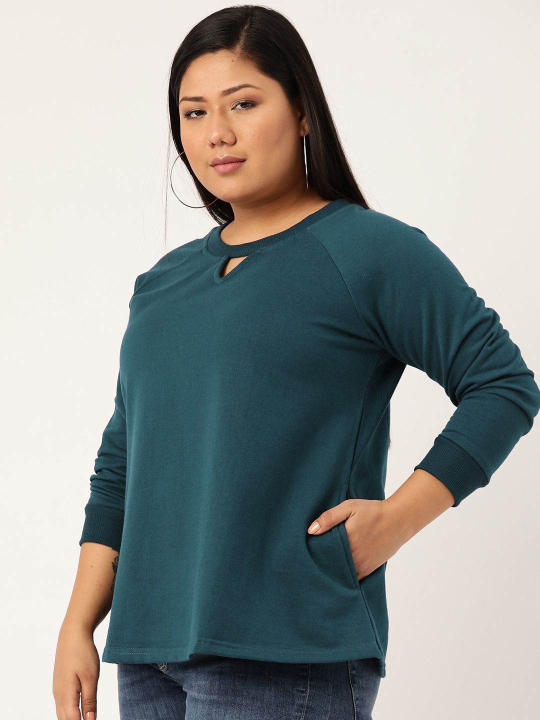 Women's Plus Size Teal solid color sweatshirt