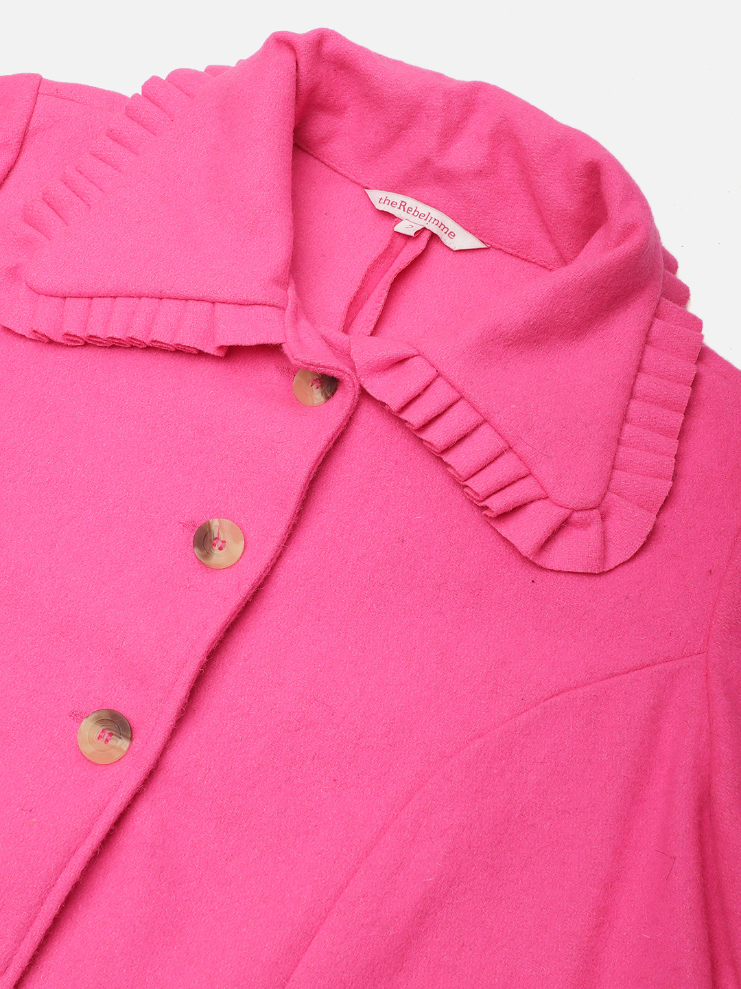 Women's Plus Size Dark Pink Solid Color Longline Felt Jacket