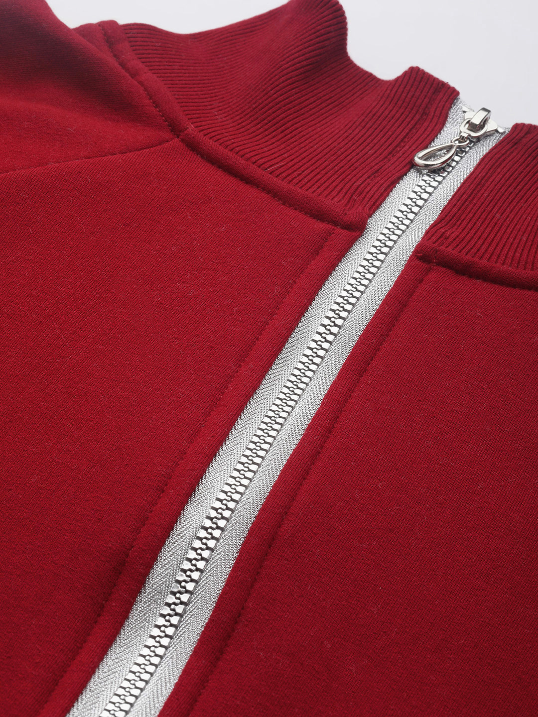 Women's Plus Size Maroon Solid Color Fleece Winter Jacket