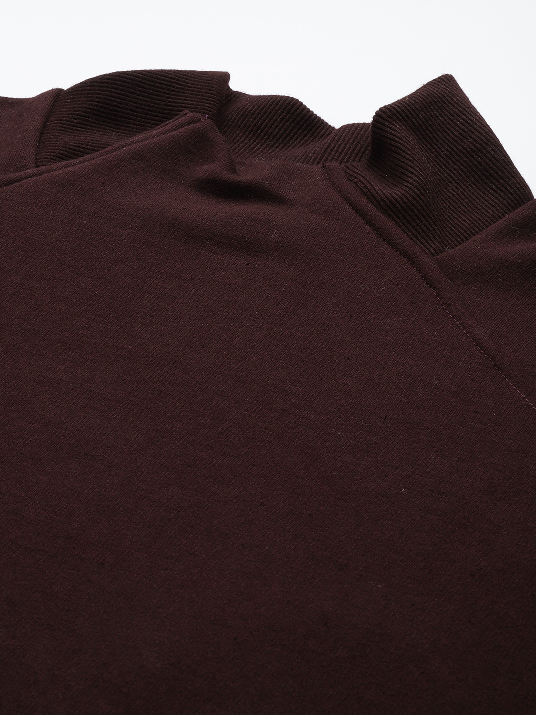 Women's Plus Size Plum Solid Color Fleece Winter Ribbed Sweatshirt