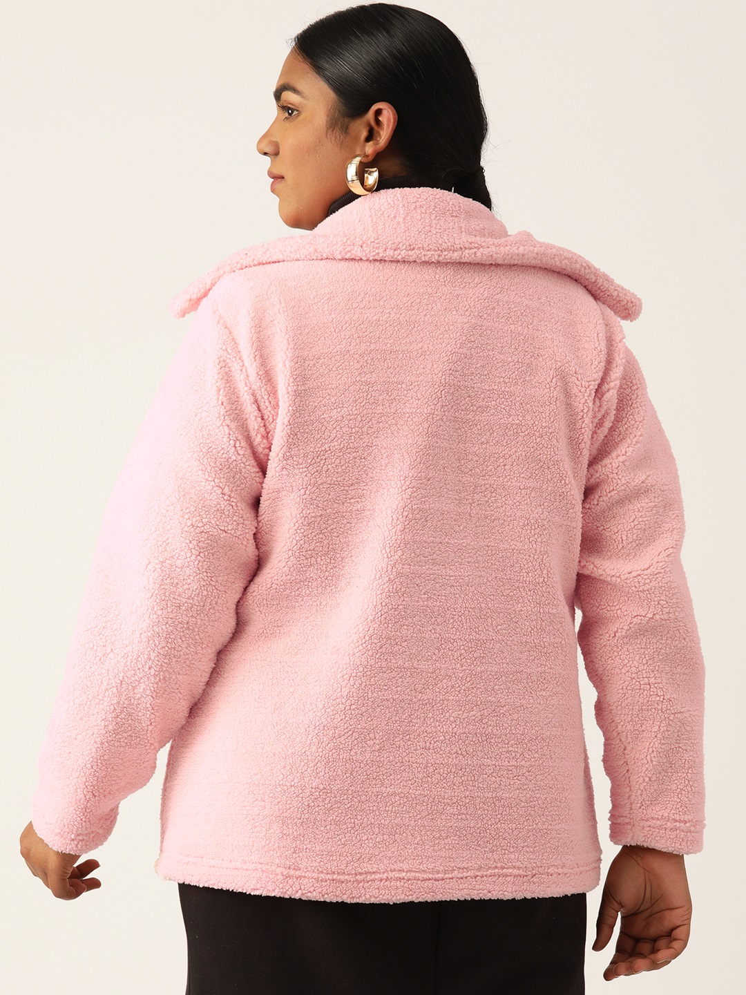 Women's Plus Size Pink Color Teddy Winter Jacket