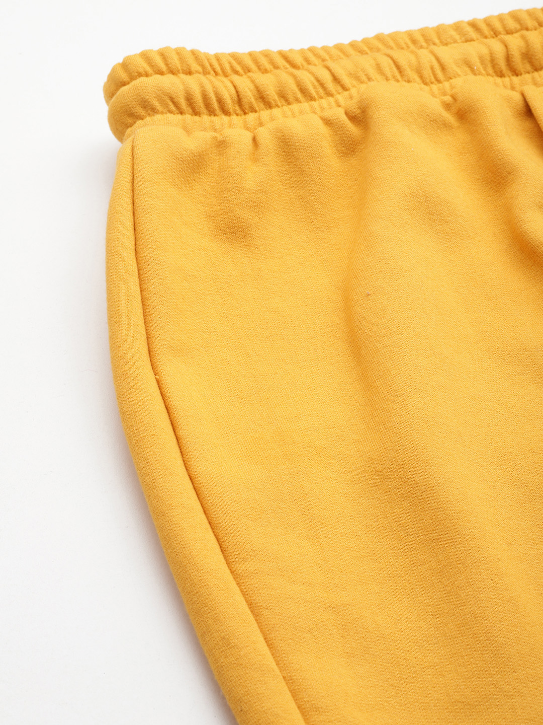Women's Plus Size Yellow Solid Color Fleece Winter Trouser