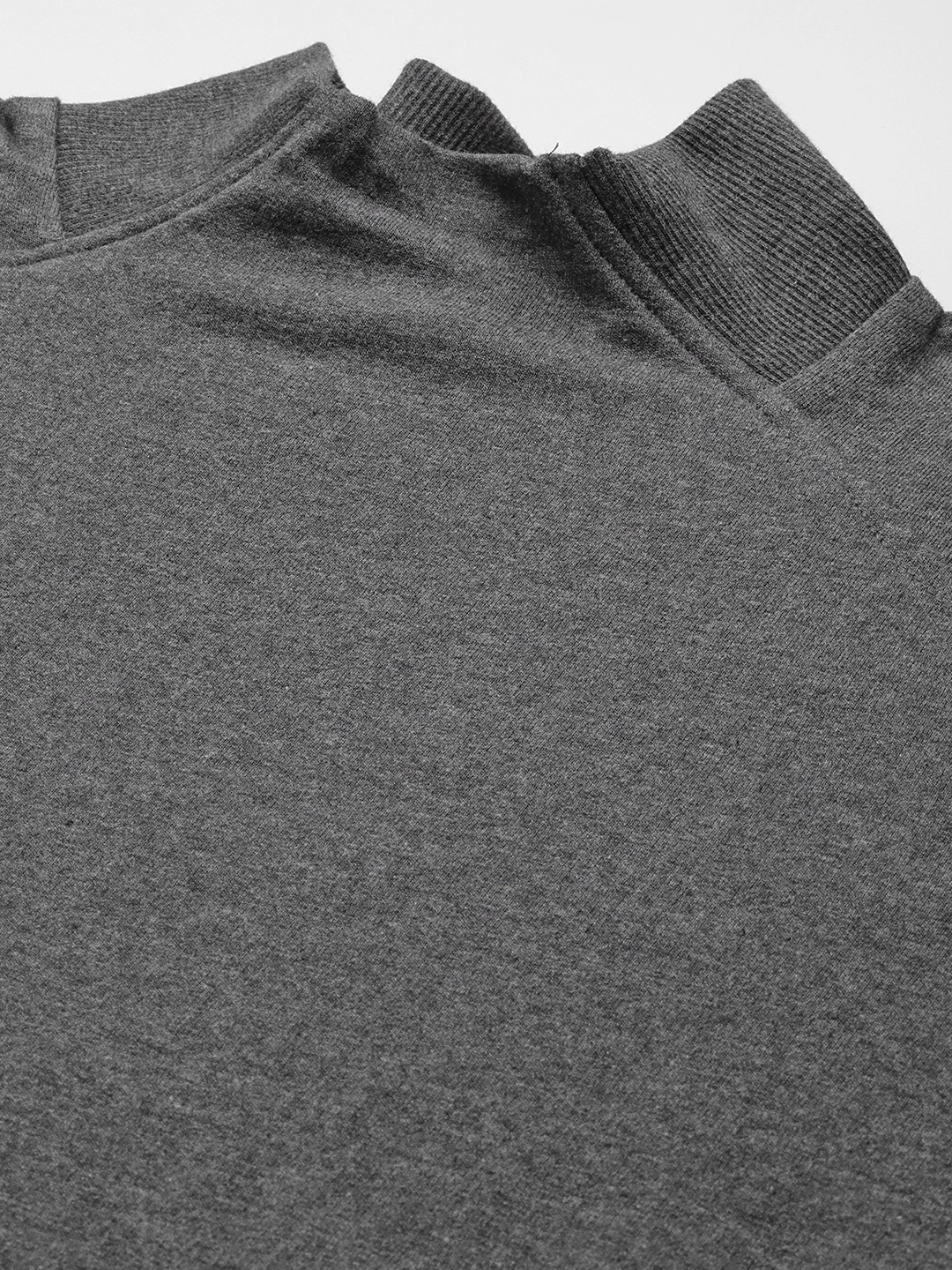 Women's Plus Size Charcoal Grey Solid Color Fleece Winter Ribbed Sweatshirt