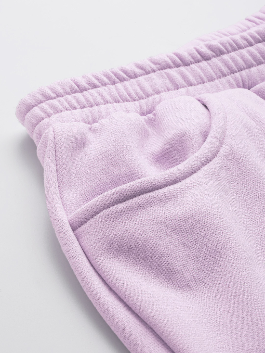 Women's Plus Size Lilac solid color knitted fleece trousers
