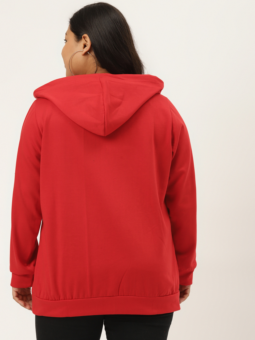Women's Plus Size Red solid color fleece winter jacket