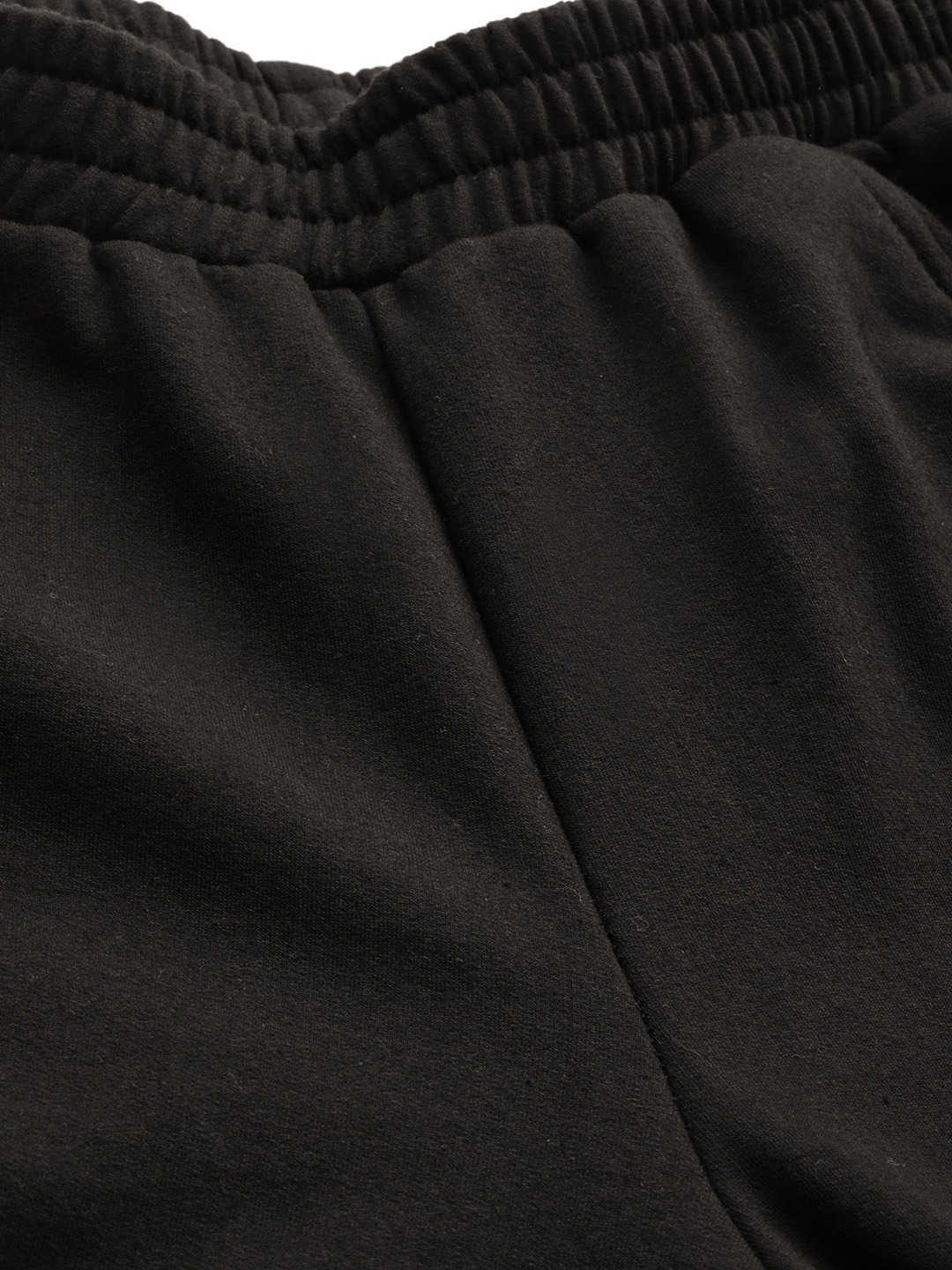 Women's Plus Size Black solid color knitted fleece trousers