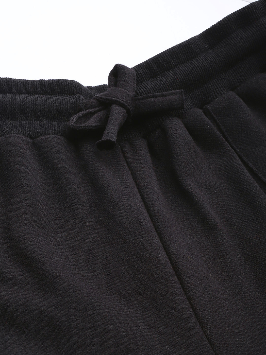 Women's Plus Size Black Solid Color Fleece Winter Tapered Trouser