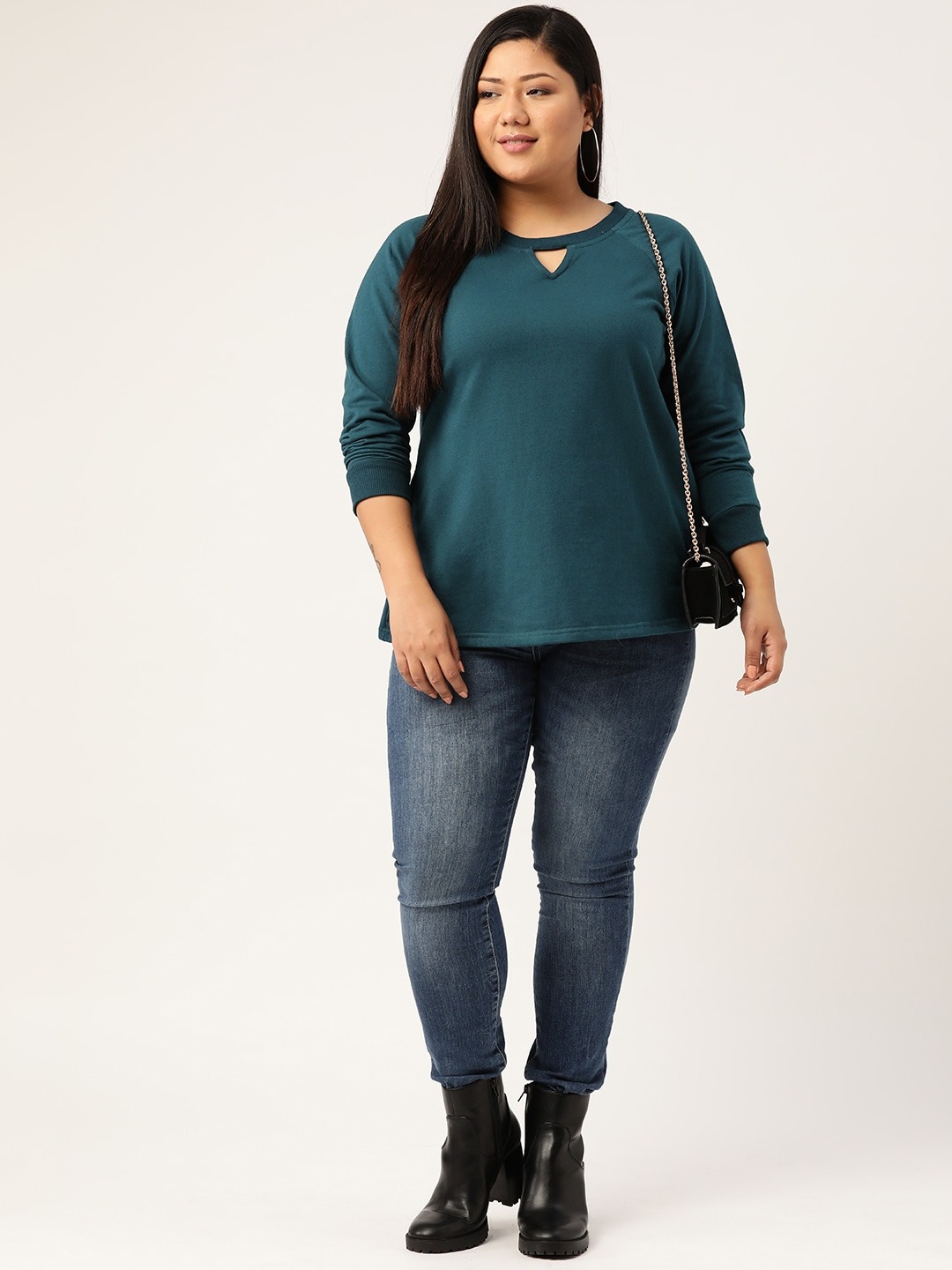 Women's Plus Size Teal solid color sweatshirt