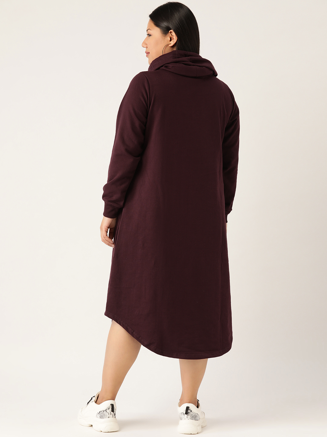 Women's Plus Size Plum Solid Color Fleece dress