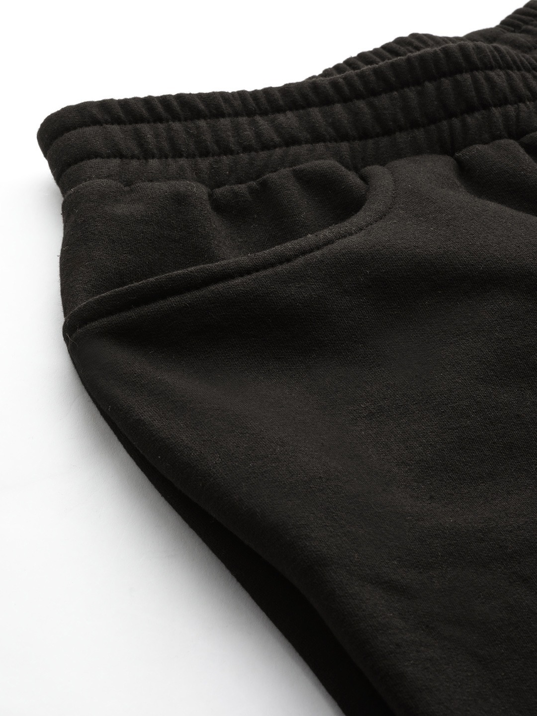 Women's Plus Size Black solid color knitted fleece trousers