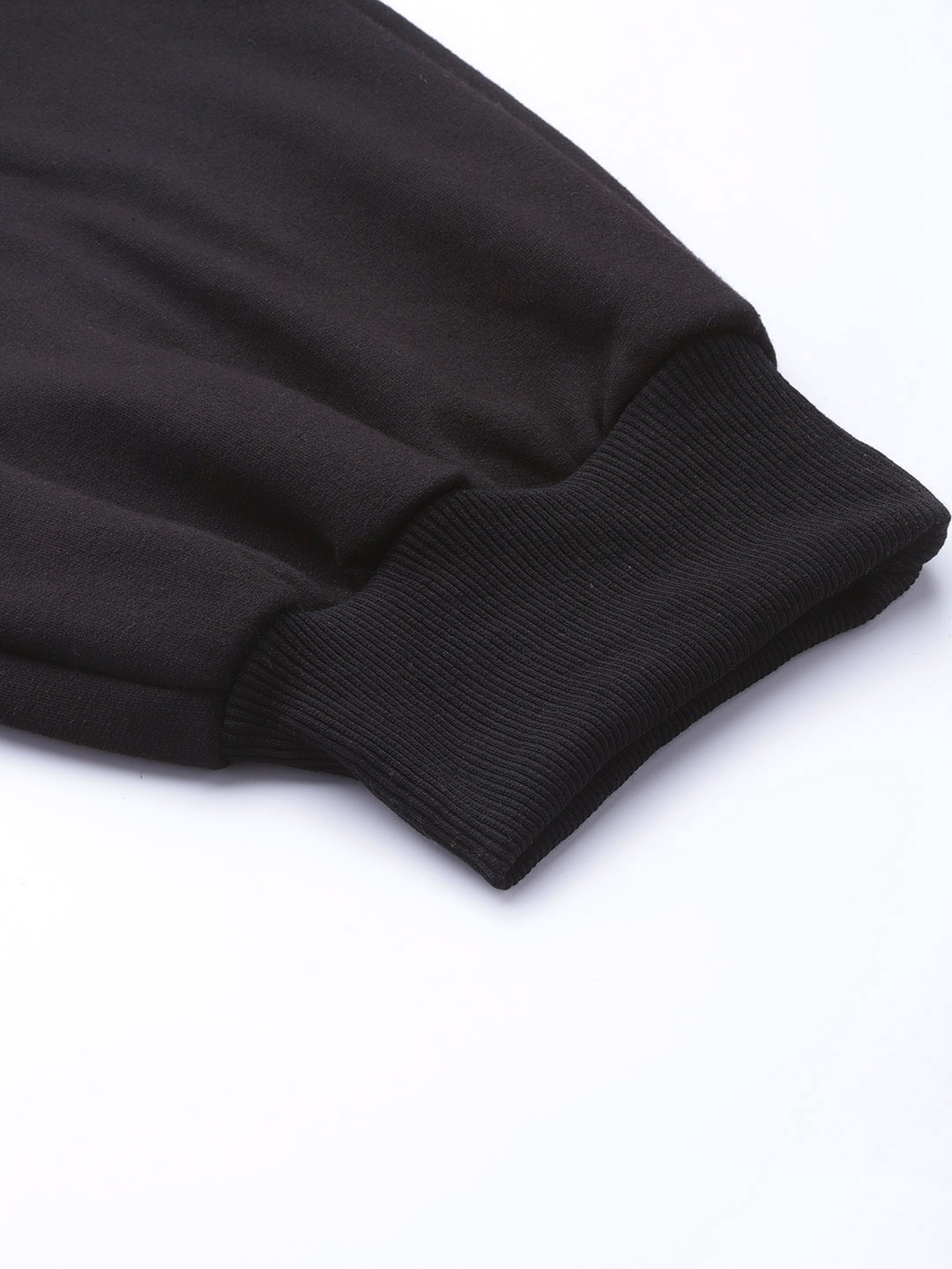 Women's Plus Size Black Solid Color Fleece Winter Tapered Trouser