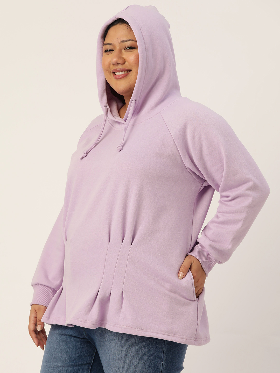 Women's Plus Size Lilac solid color knitted sweatshirt