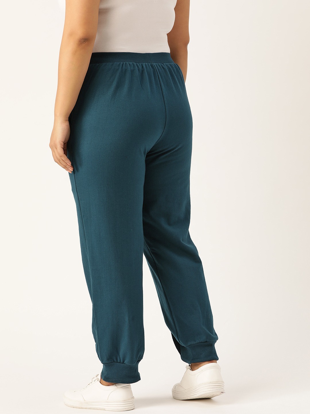 Women's Plus Size Teal Solid Color Knitted Winter Trouser