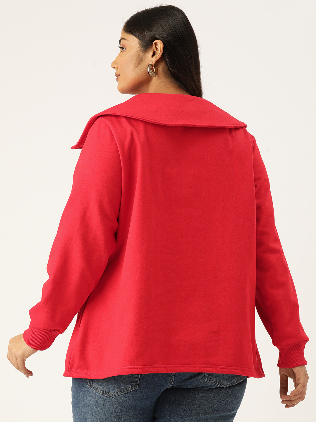 Women's Plus Size Red Solid Color Knitted Winter Top