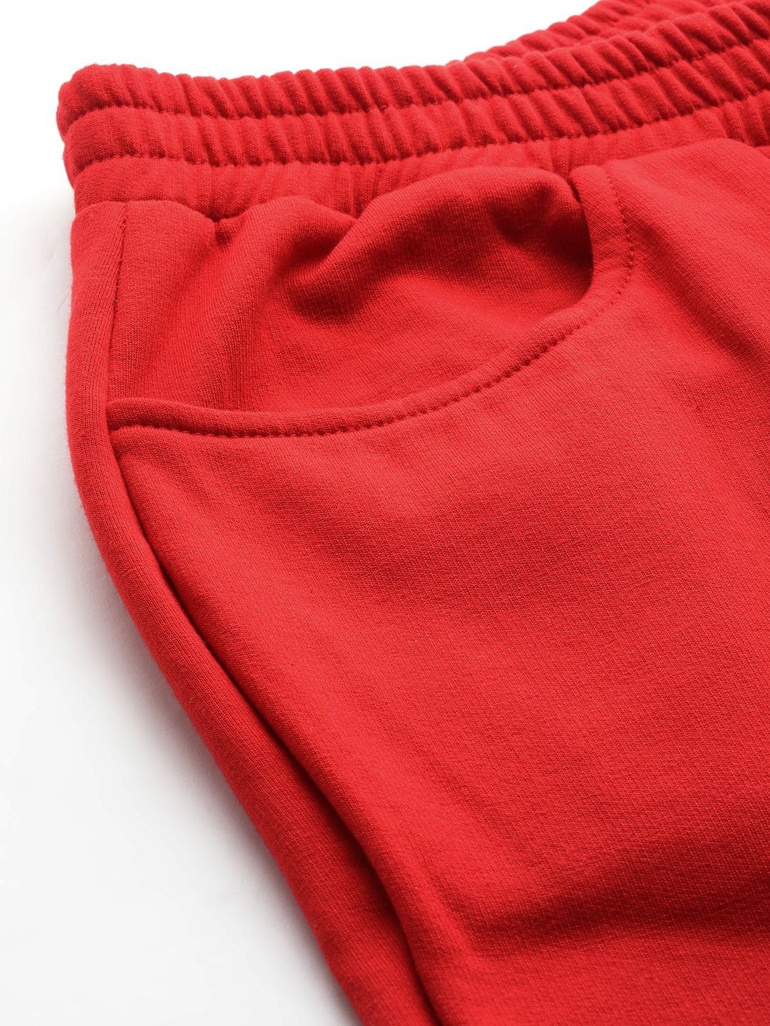 Women's Plus Size Red solid color knitted fleece trousers