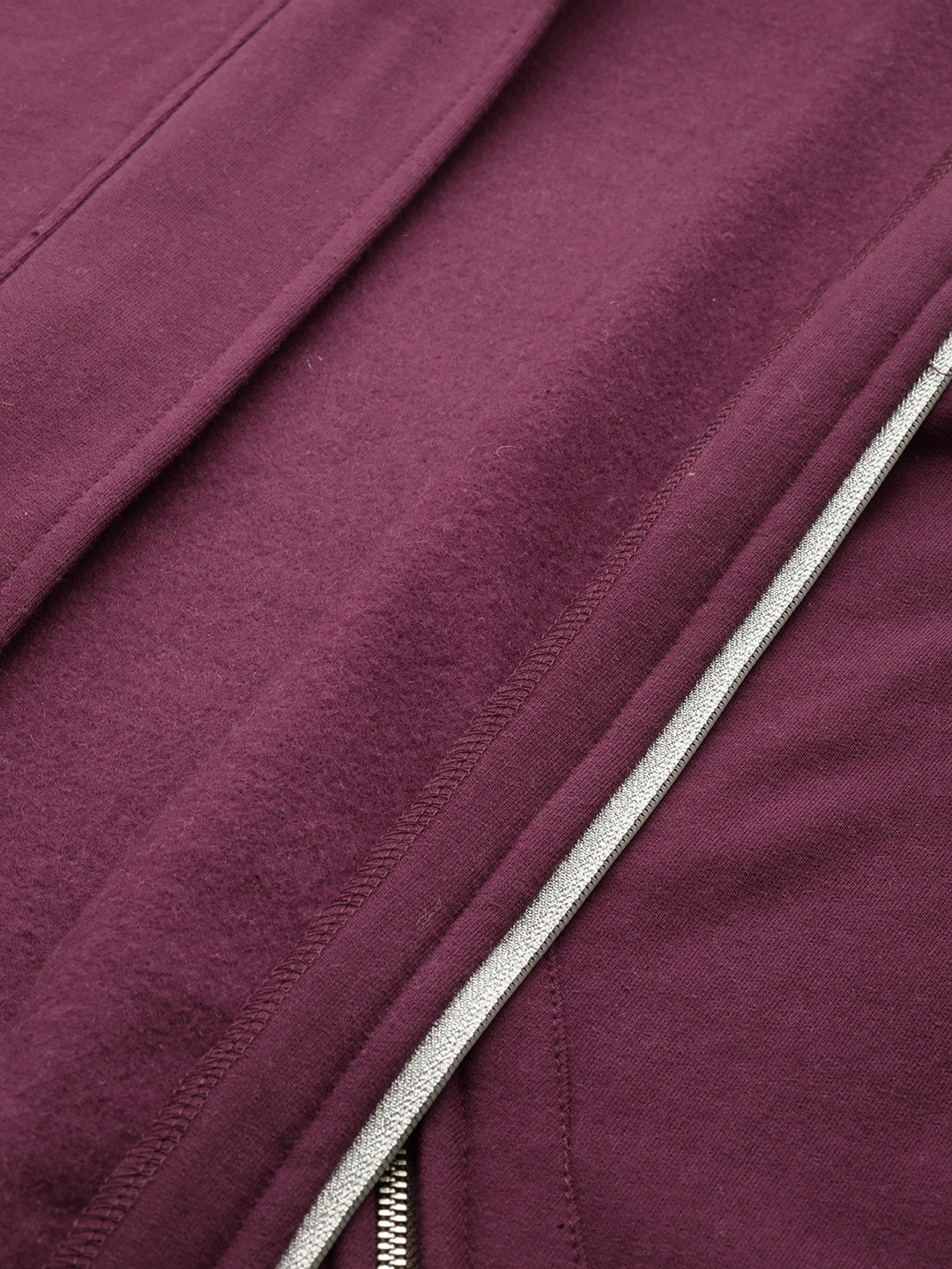 Women's Plus Size Plum Solid Color Fleece Winter Longline Jacket
