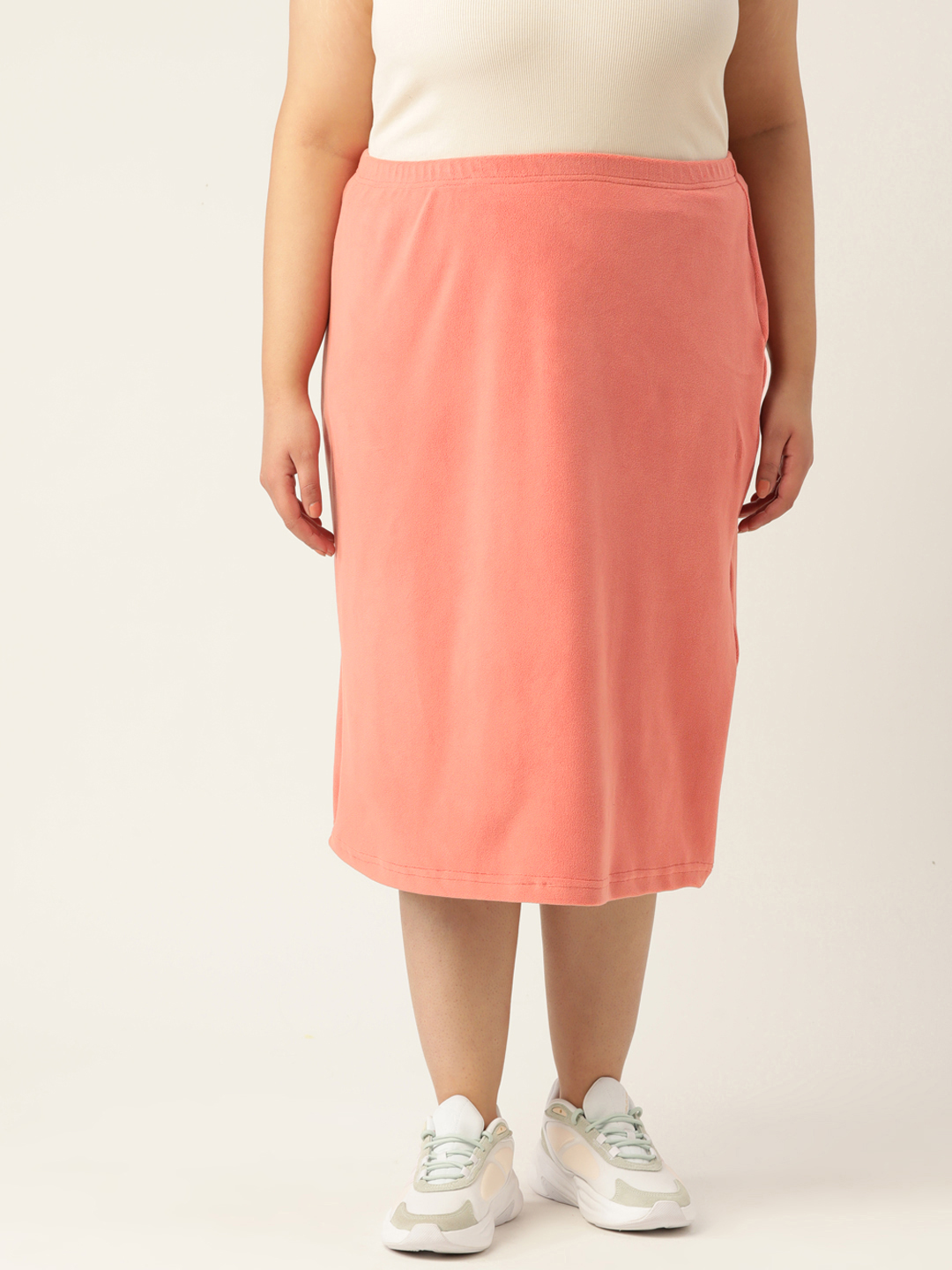 Women's Plus Size Rose Solid Color Straight Skirt