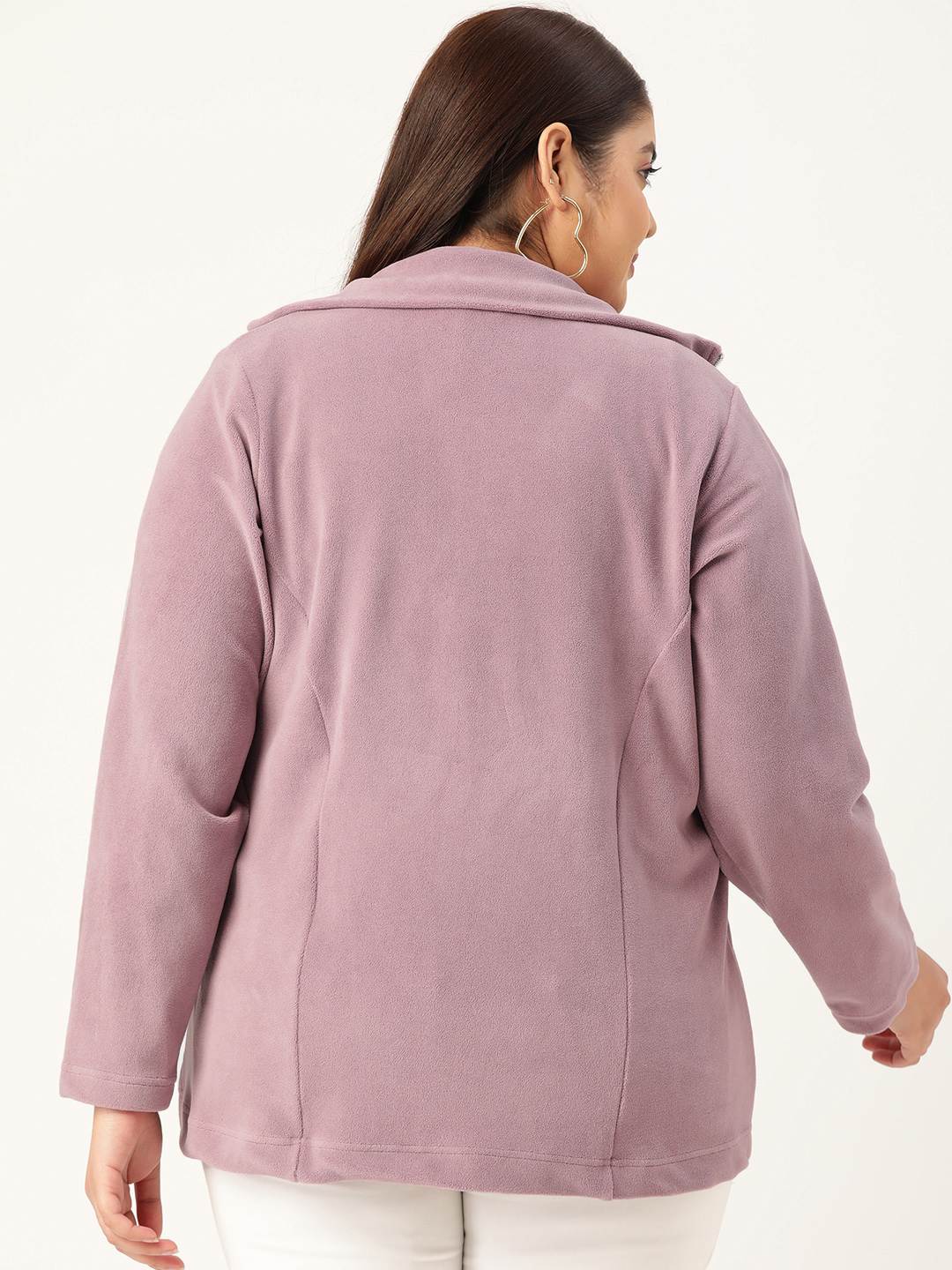 Women's Plus Size Lilac Solid Color knitted winter Jacket
