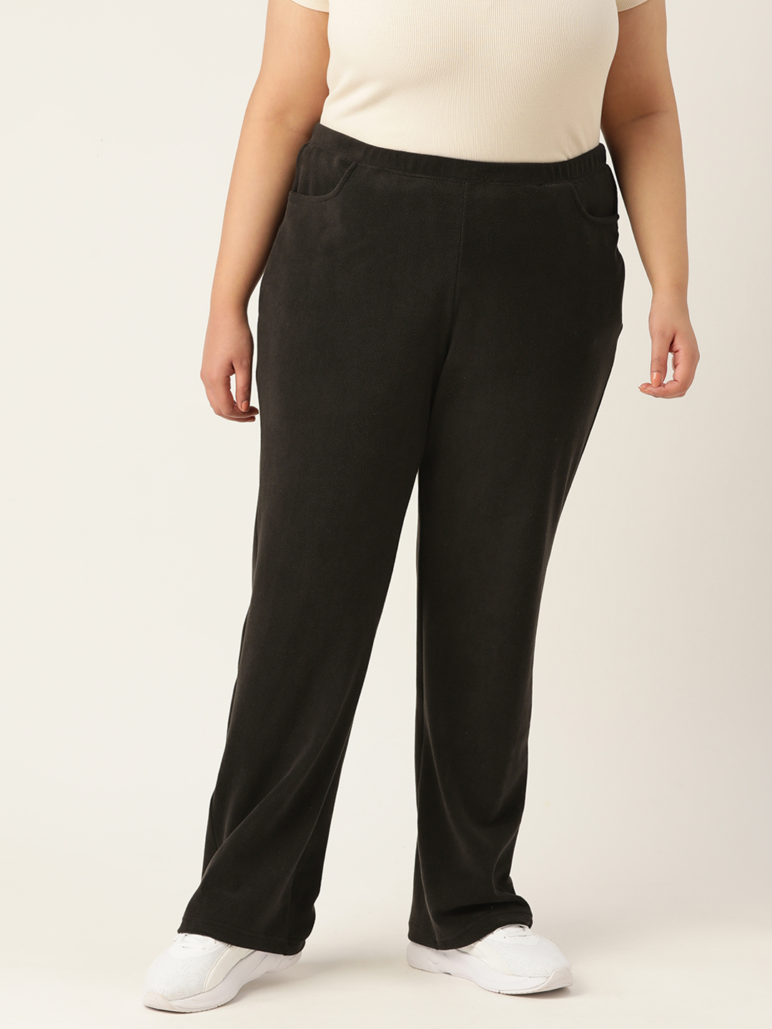 Women's Plus Size Black Solid Color winter trouser