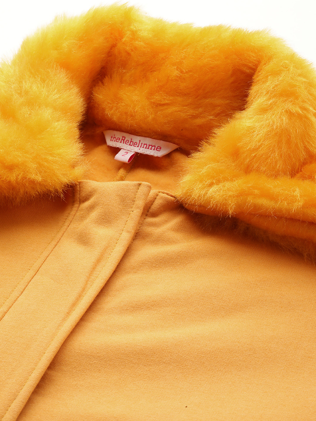 Women's Plus Size Yellow Solid Color Fleece Winter Longline Jacket