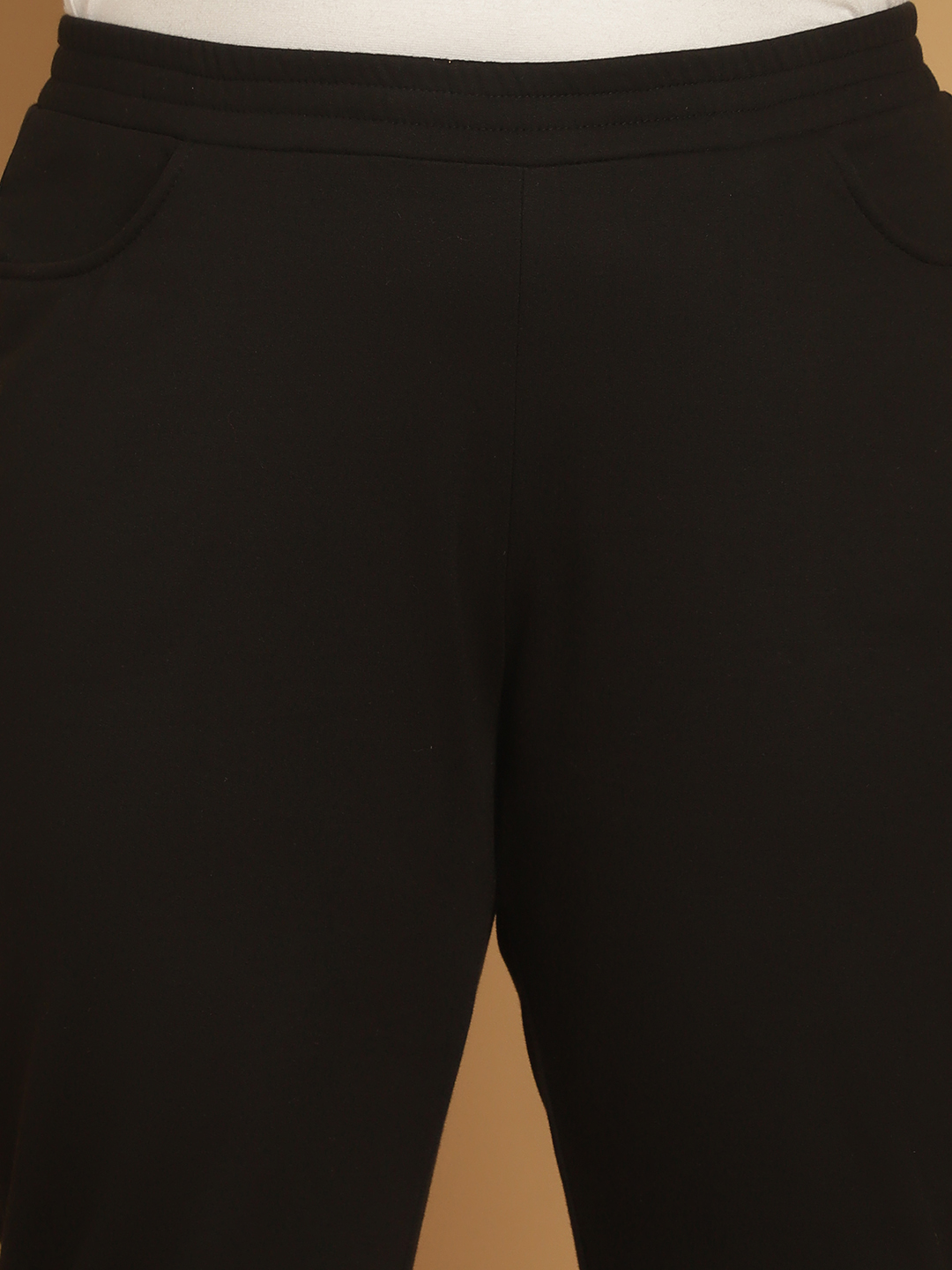 Women's Plus Size Black & Charcoal Grey Color Block Winter Trouser