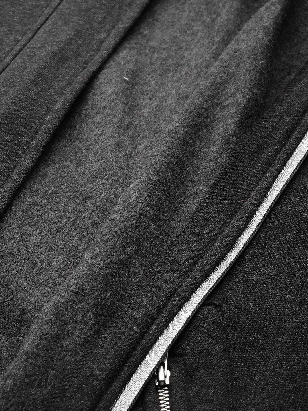 Women's Plus Size Charcoal Grey Solid Color Fleece Winter Longline Jacket