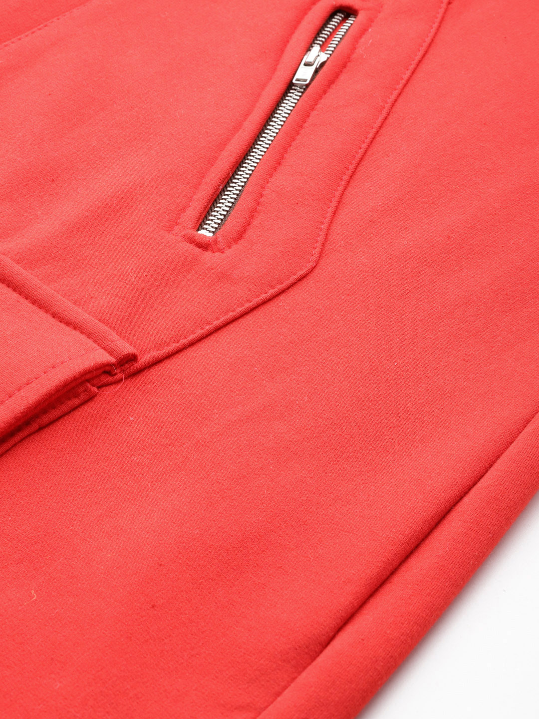 Women's Plus Size Red Solid Color Fleece Winter Longline Jacket