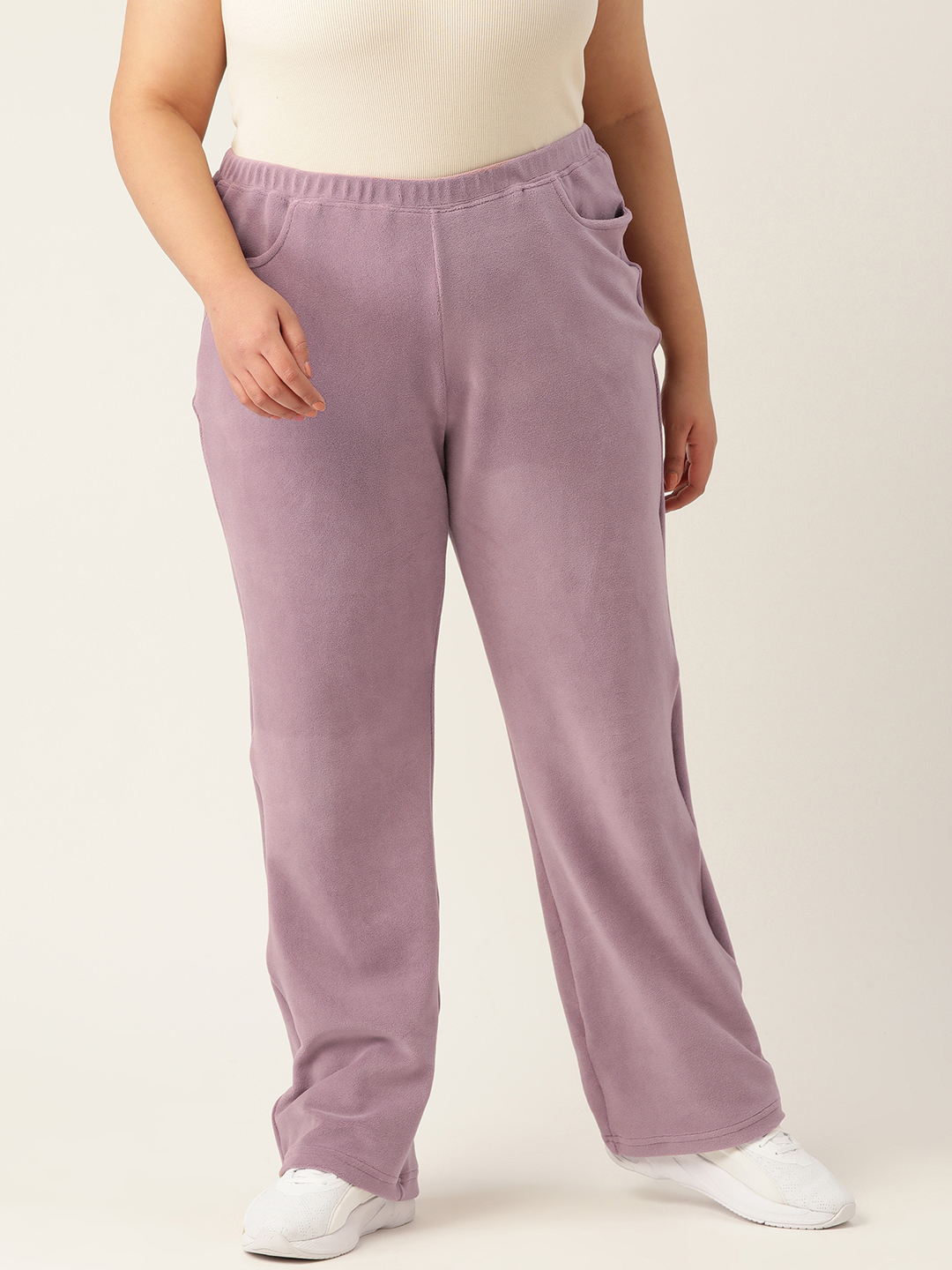 Women's Plus Size Lilac Solid Color winter trouser