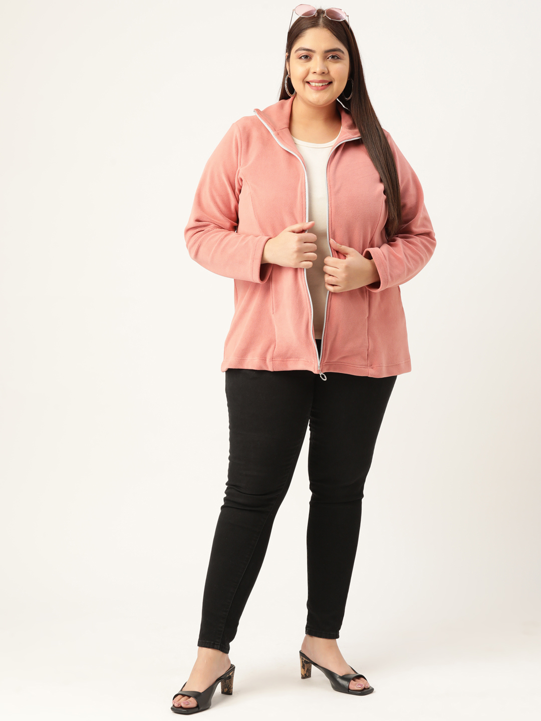 Women's Plus Size Rose Solid Color knitted winter Jacket