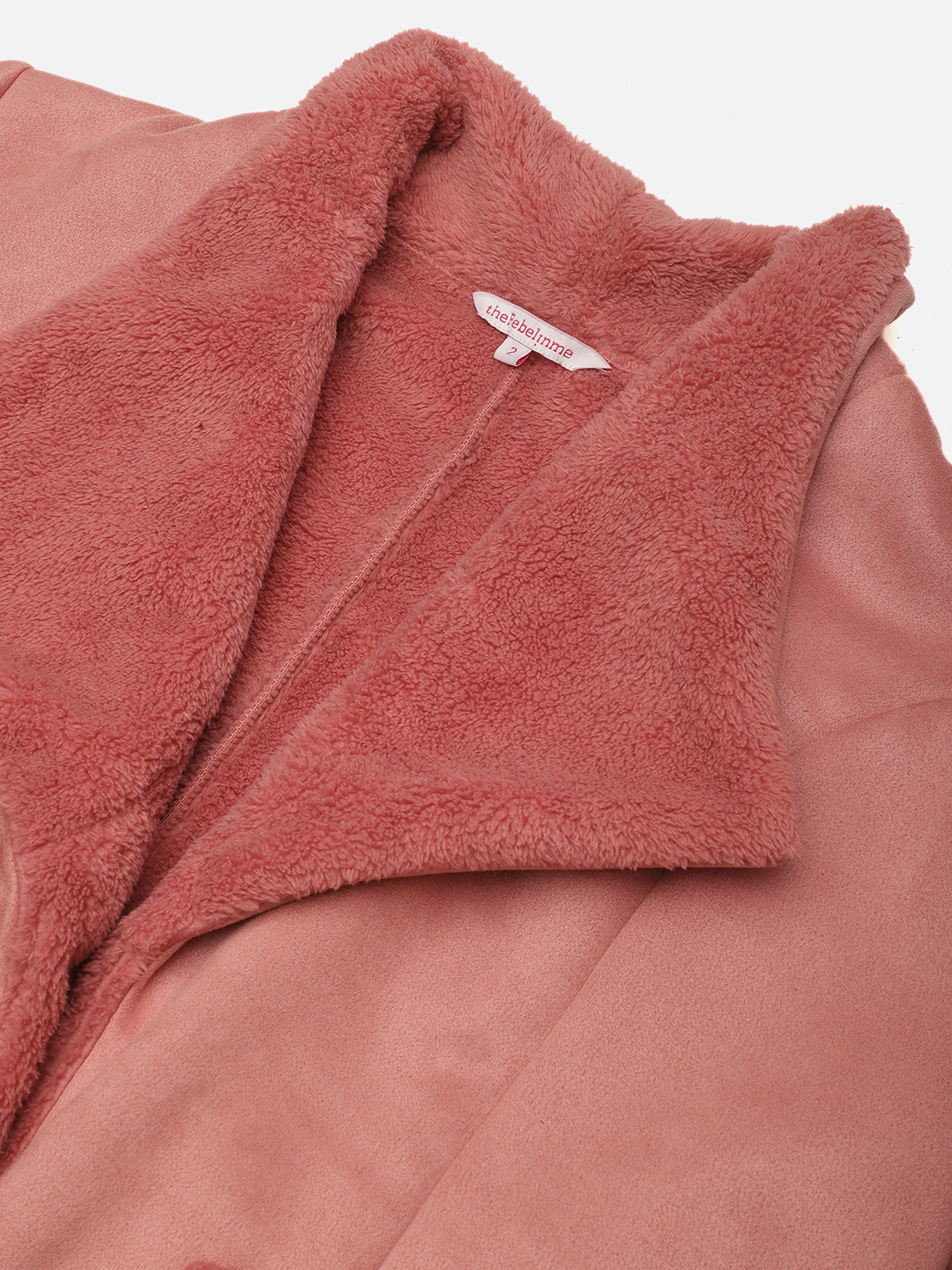 Women's Plus Size Pink Solid Color bonded Fur Jacket