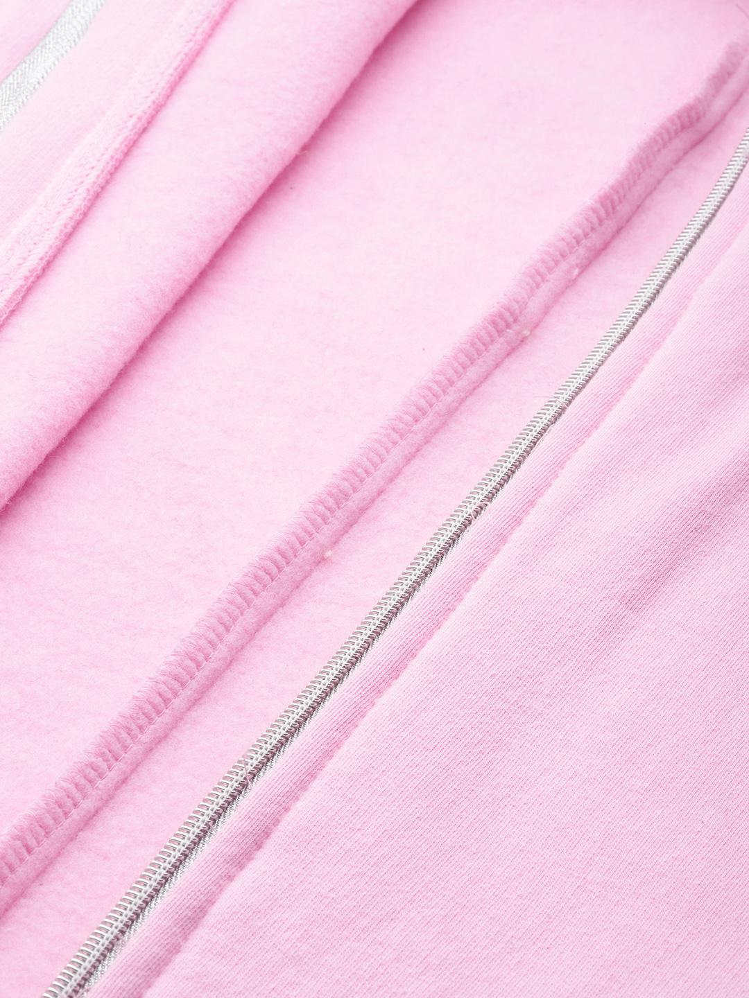 Women's Plus Size Light Pink Solid Color Fleece Winter Longline Jacket