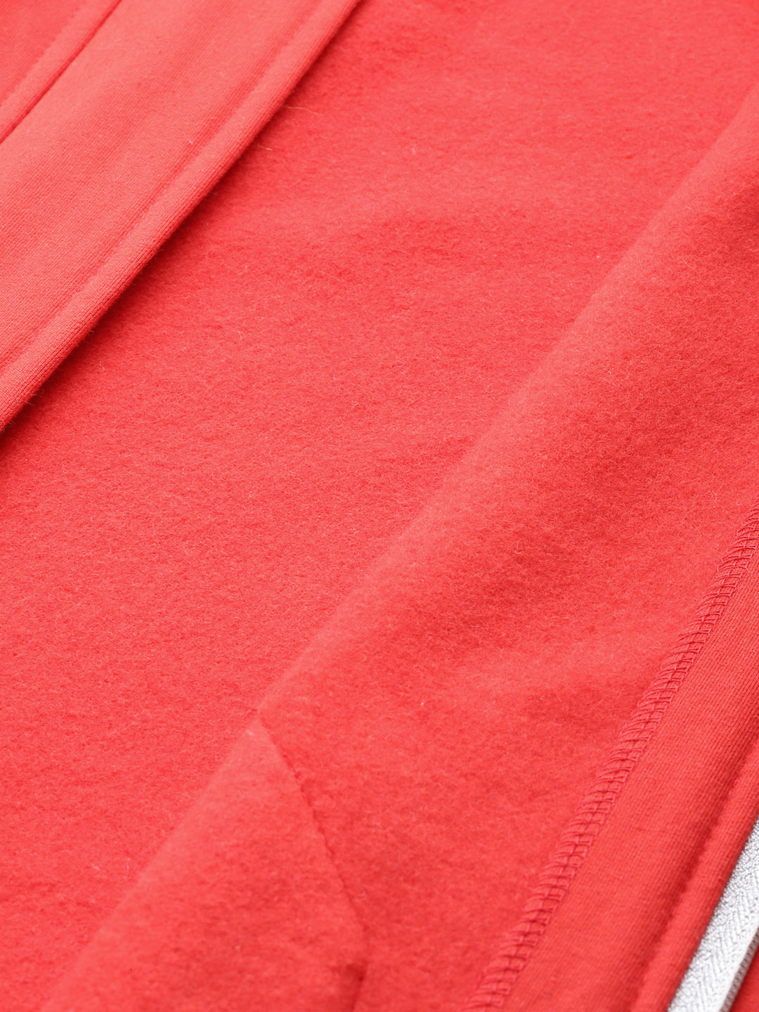 Women's Plus Size Red Solid Color Fleece Winter Longline Jacket