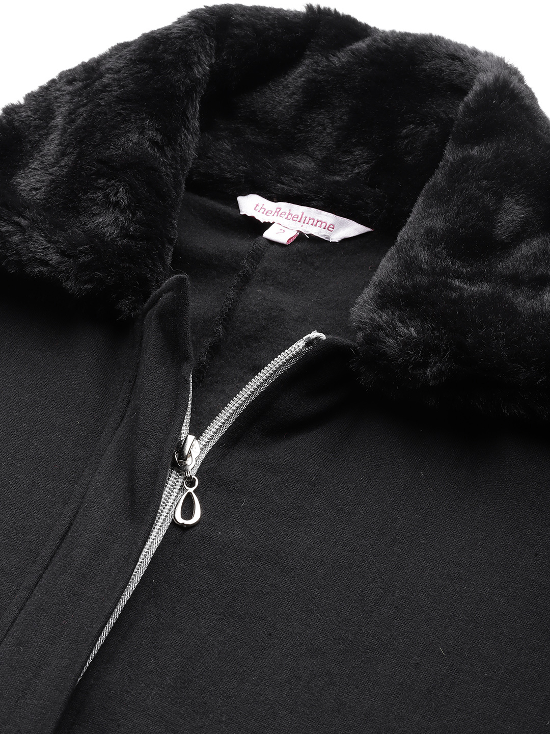 Women's Plus Size Black Solid Color Fleece Winter Longline Jacket